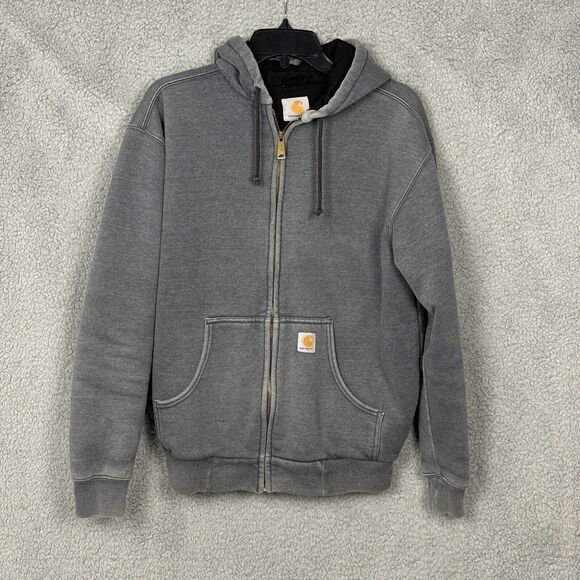 Carhartt Other - Carhartt Rain Defender Thermal Lined Full Zip Gray Sweatshirt Hooded Mens Small